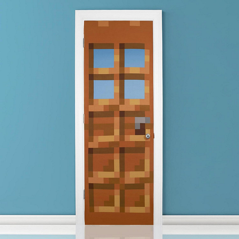 Minecraft Oakdoor Fabric Door Cling  34 x 82 Inches Image