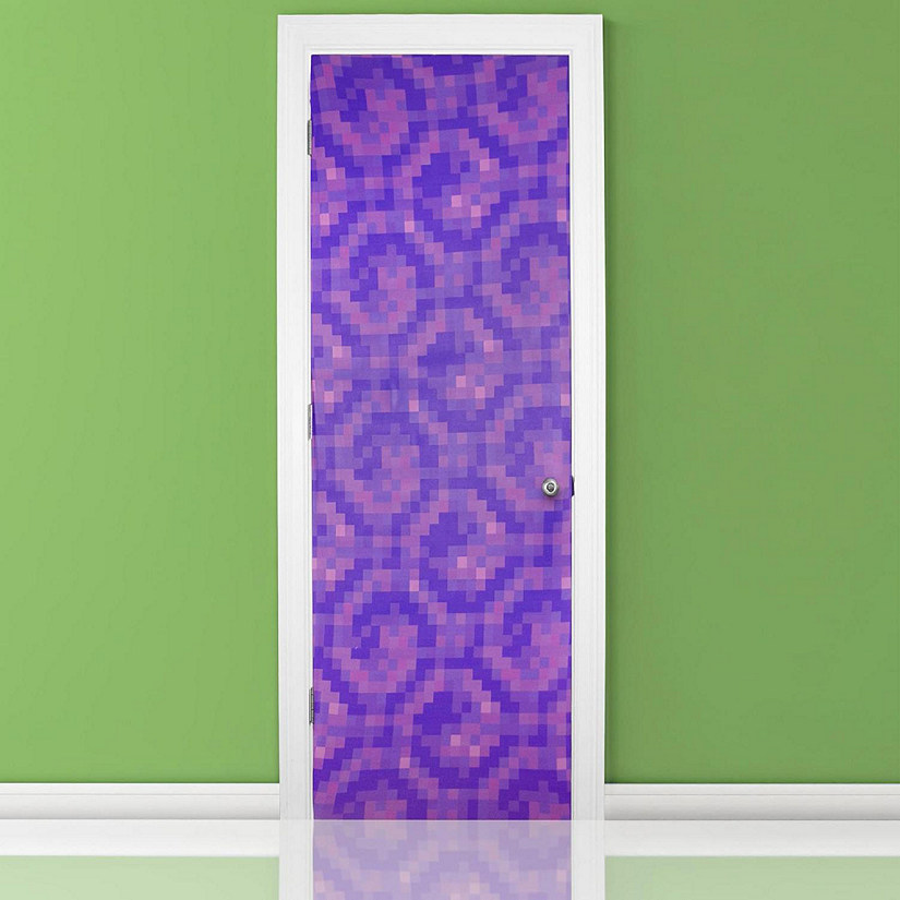 Minecraft Purple Nether Portal Gateway Fabric Door Cling  34 x 82 Inches Image
