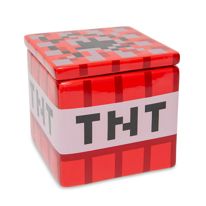 Minecraft TNT Block Ceramic Cookie Jar Container  6 Inches Tall Image