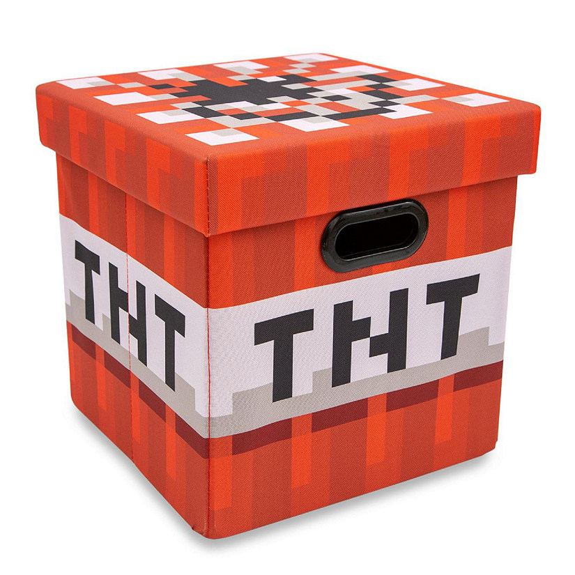 Minecraft TNT Block Fabric Storage Bin Cube Organizer with Lid  13 Inches Image