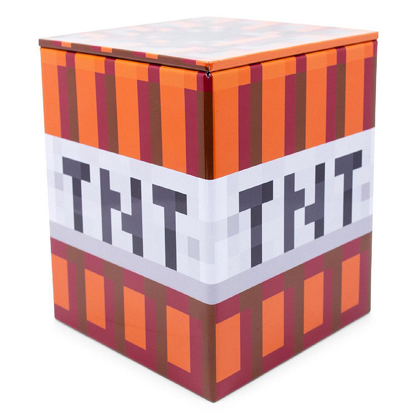 Minecraft TNT Tin Storage Box Cube Organizer with Lid  4 Inches Image