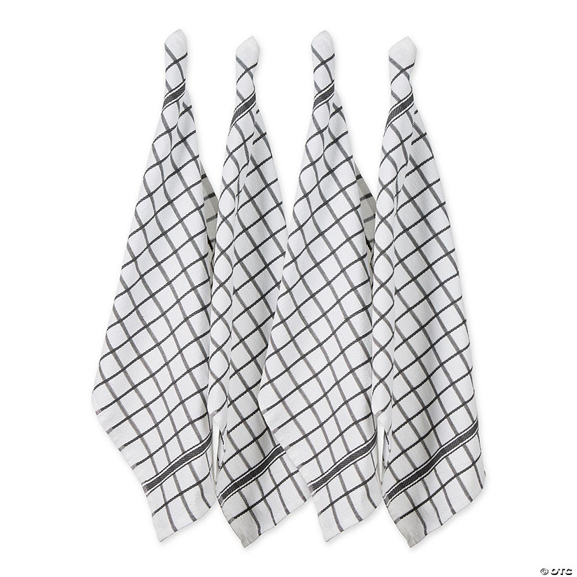 Mineral Gray Windowpane Terry Dishtowel (Set Of 4) Image