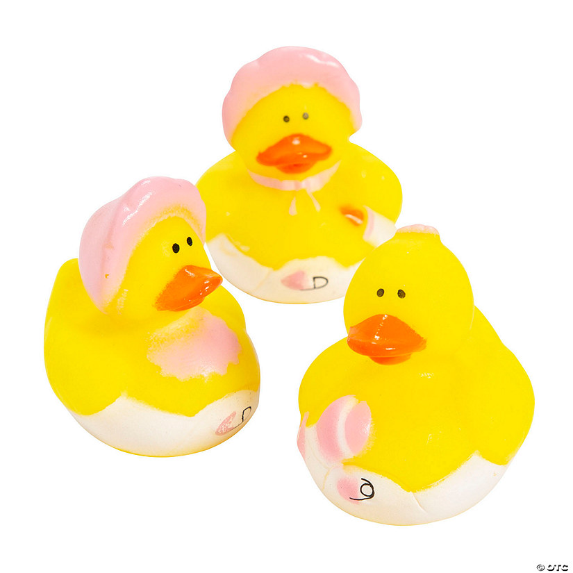 Mini Baby Girl Shower Rubber Ducks - 24 Pc. Image