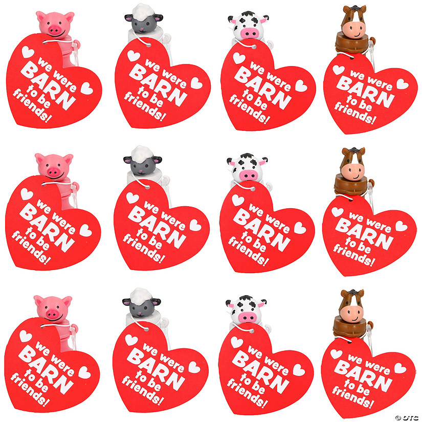 Mini Barnyard Bubble Bottle Valentine Exchanges with Card for 12 Image