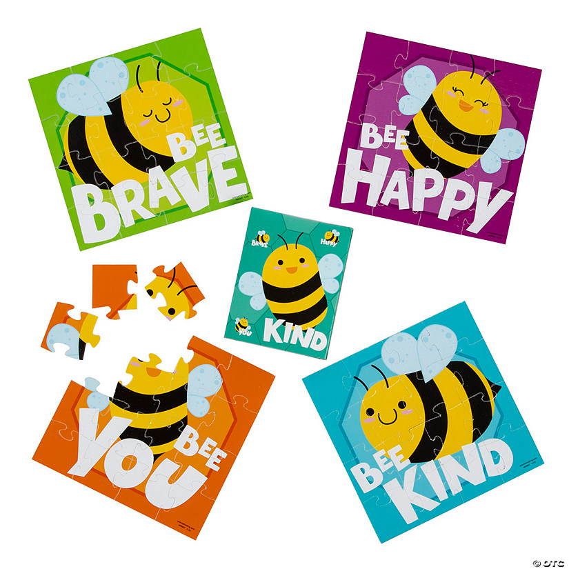 Mini Bee Kind Positive Sayings Jigsaw Puzzles - 12 Boxes Image