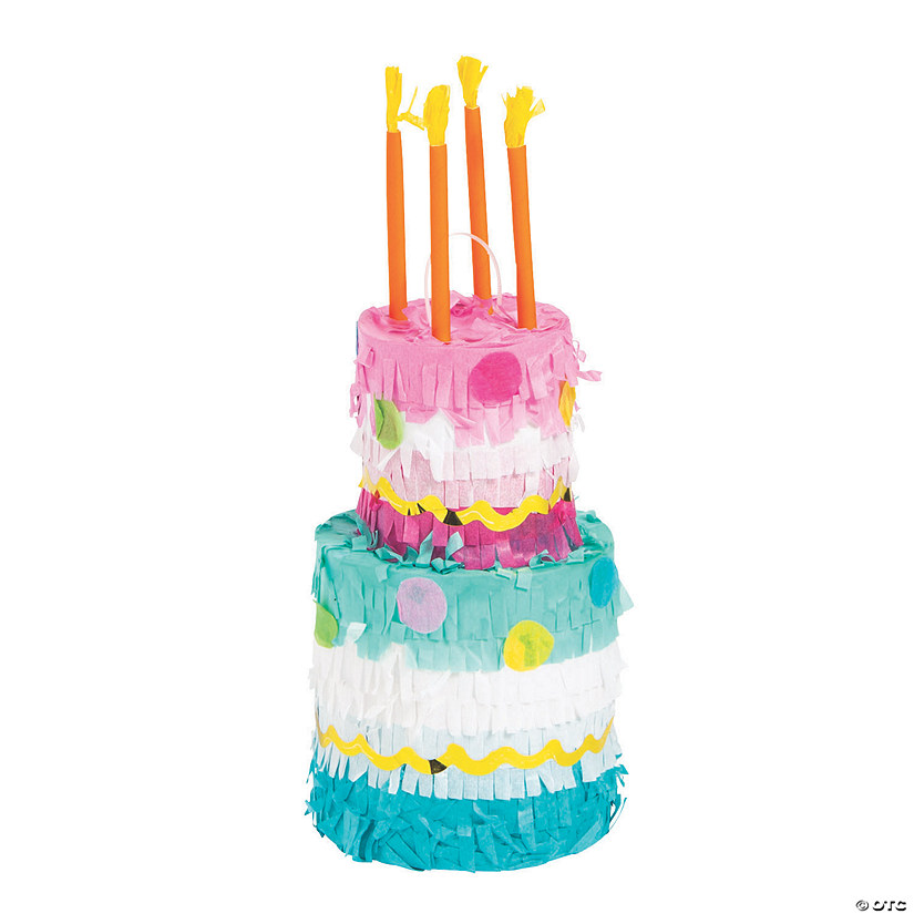 Mini Birthday Cake Pi&#241;ata Decorations - 3 Pc. Image