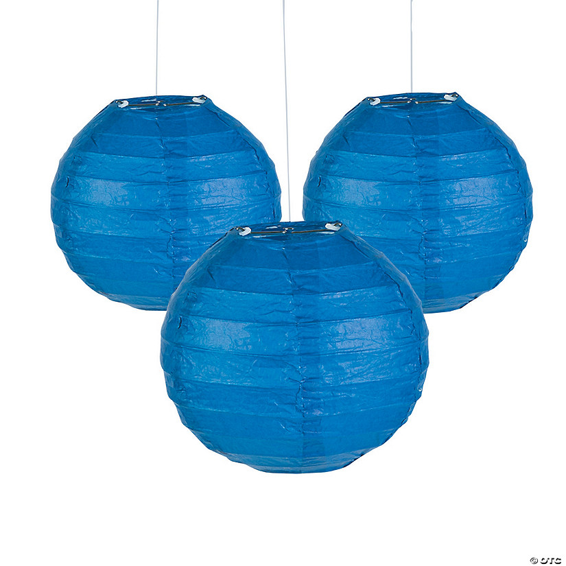 Mini Blue Hanging Paper Lanterns - 12 Pc. Image