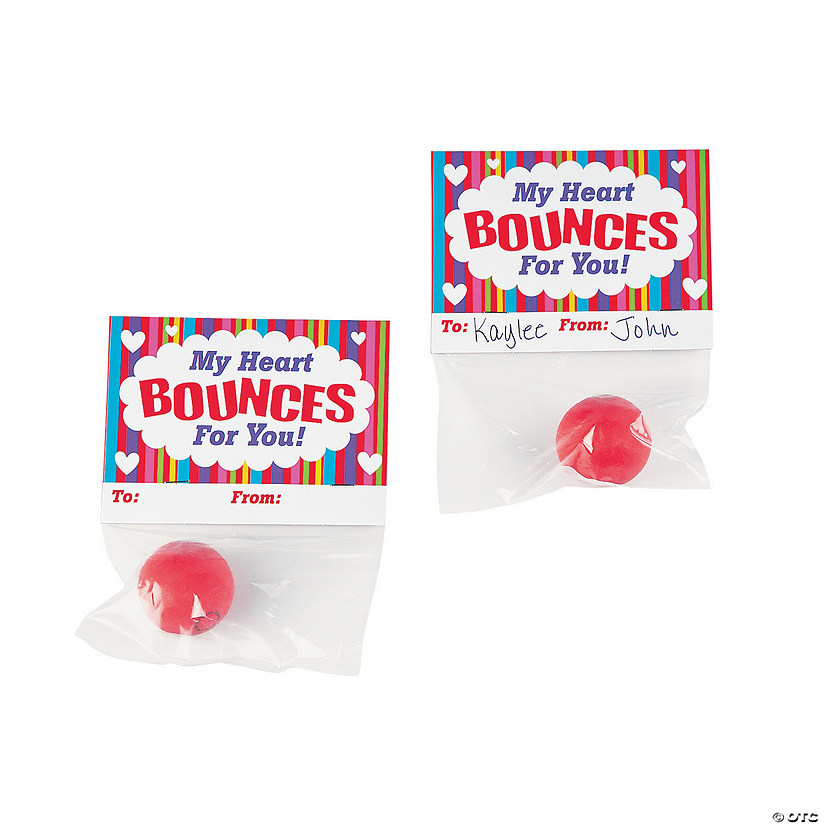 Mini Bouncy Ball Valentine Exchanges with Card for 12 Image