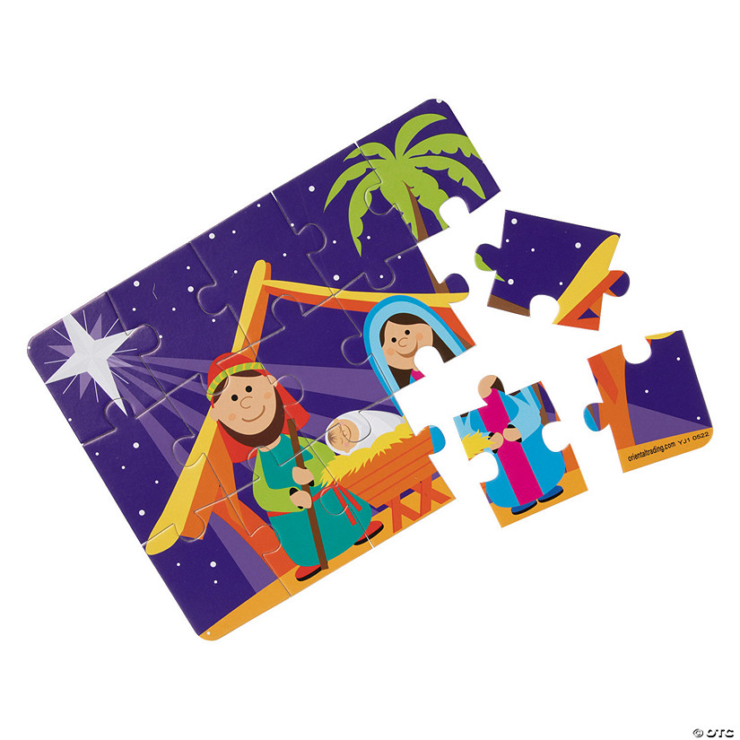 Mini Bright Nativity Jigsaw Puzzles - Set of 12 Image
