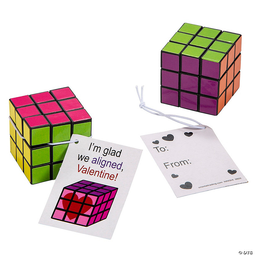 Mini Bright Puzzle Cubes Valentine Exchanges with Card for 12 Image