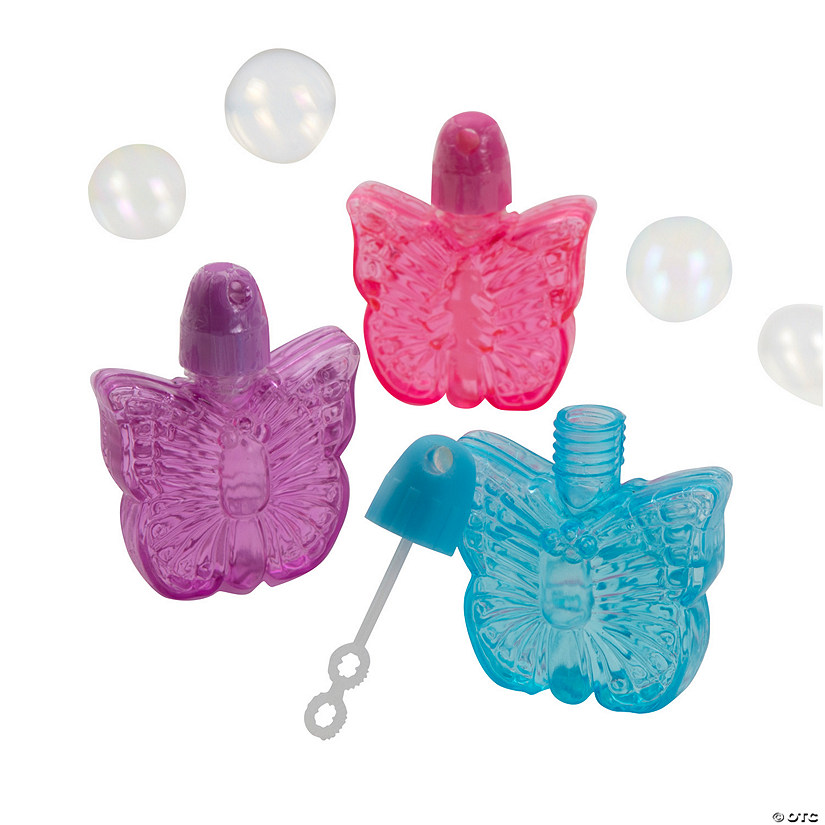Mini Butterfly-Shaped Bubble Bottles - 12 Pc. Image