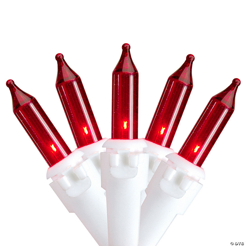 Mini Christmas Light Set - Red - 10' White Wire - 50ct Image