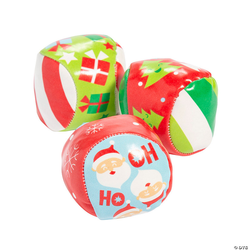 Mini Christmas Pattern Kickballs - 12 Pc. Image