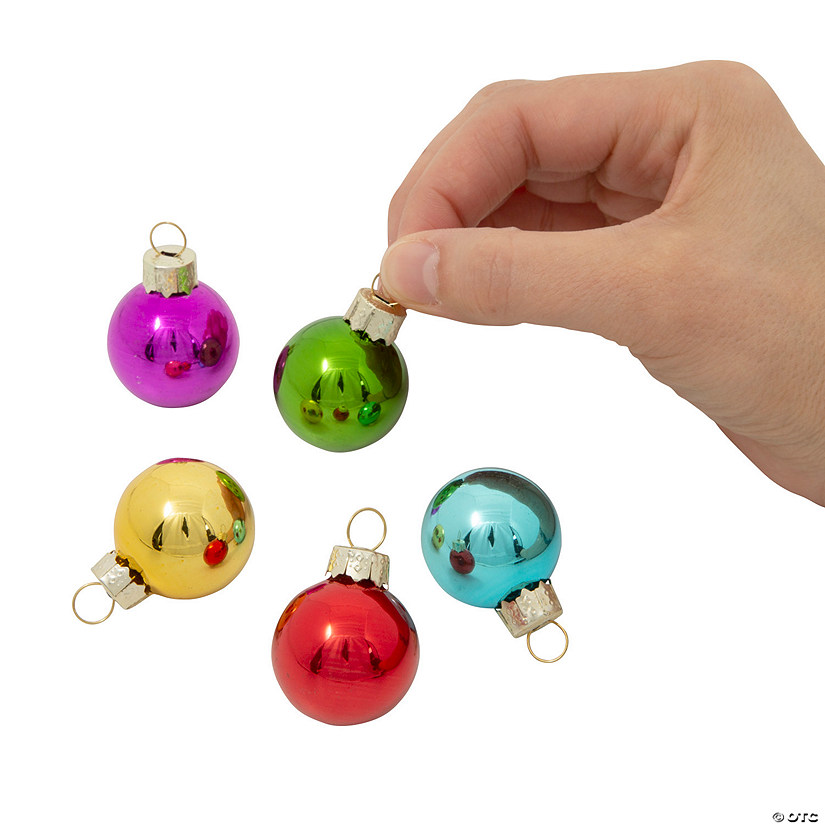 Mini Colored Glass Christmas Ball Ornaments - 20 Pc. Image