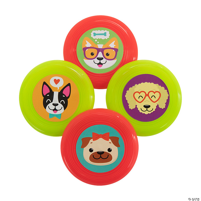 Mini Cute Dog Party Flying Discs - 12 Pc. Image
