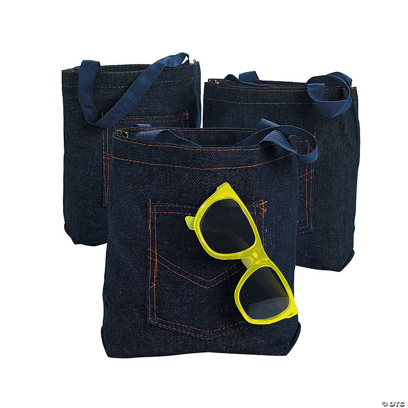 Mini Denim Jean Pocket Tote Bags - Discontinued