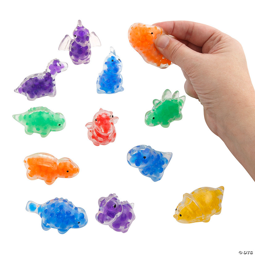 Mini Dinosaur Gel Bead Squeeze Toys - 12 Pc. Image