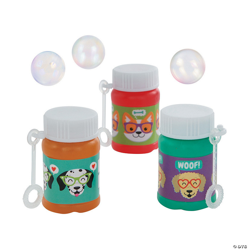 Mini Dog Party Bubble Bottles - 24 Pc. Image