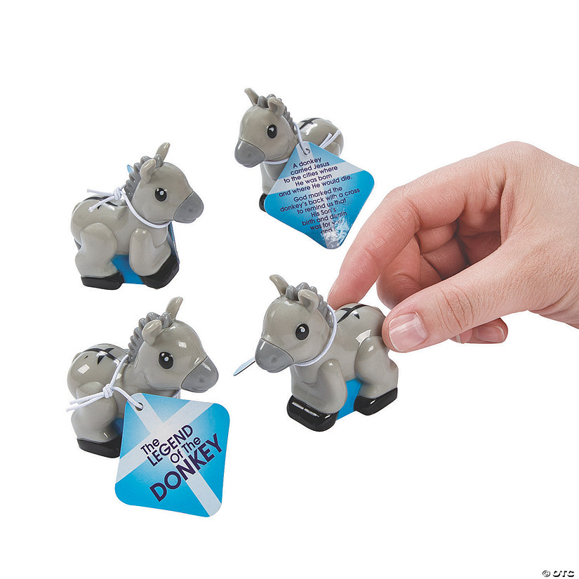 Mini Donkey Pull-Back Toys with Card - 12 Pc. Image