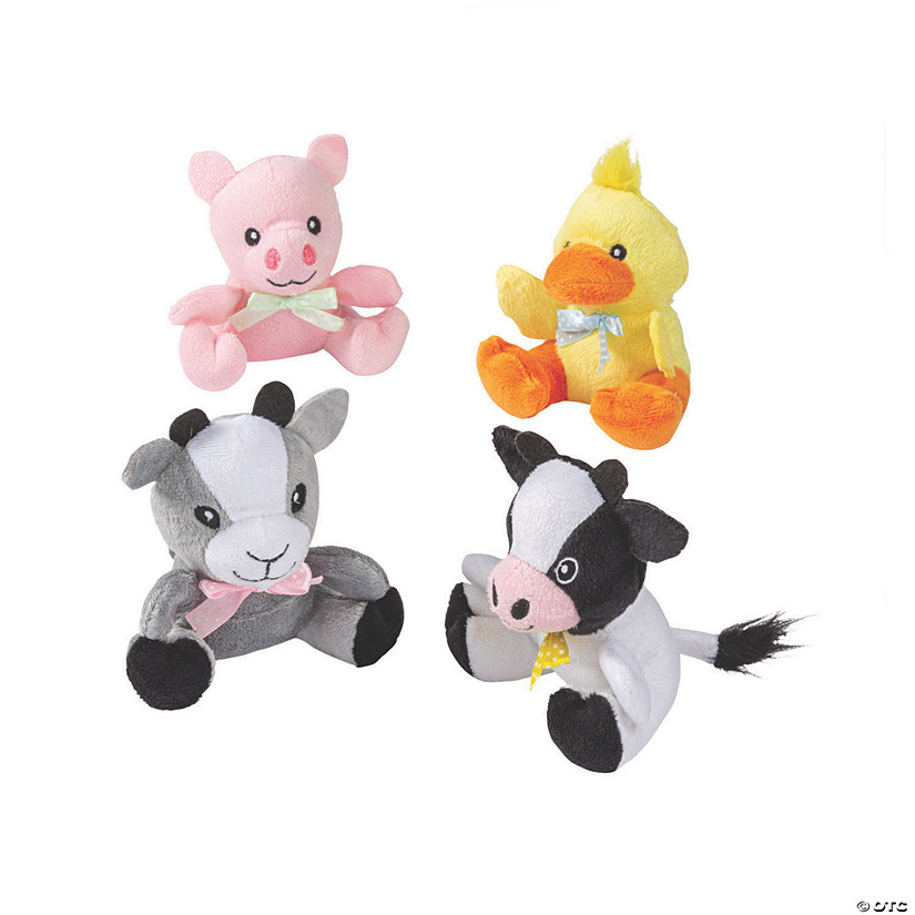 Mini Easter Stuffed Farm Animals with Pastel Bow - 12 Pc. Image