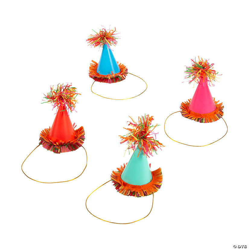 Mini Fiesta Floral Bright Cone Party Hats - 8 Pc. Image