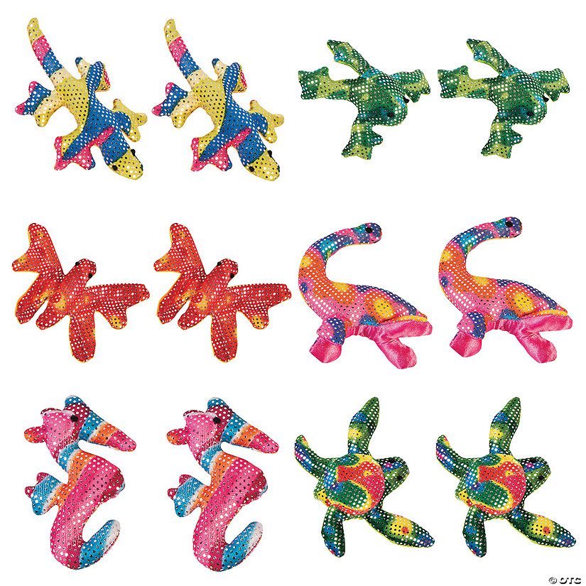 Mini Glitter Stuffed Animals - 12 Pc. Image