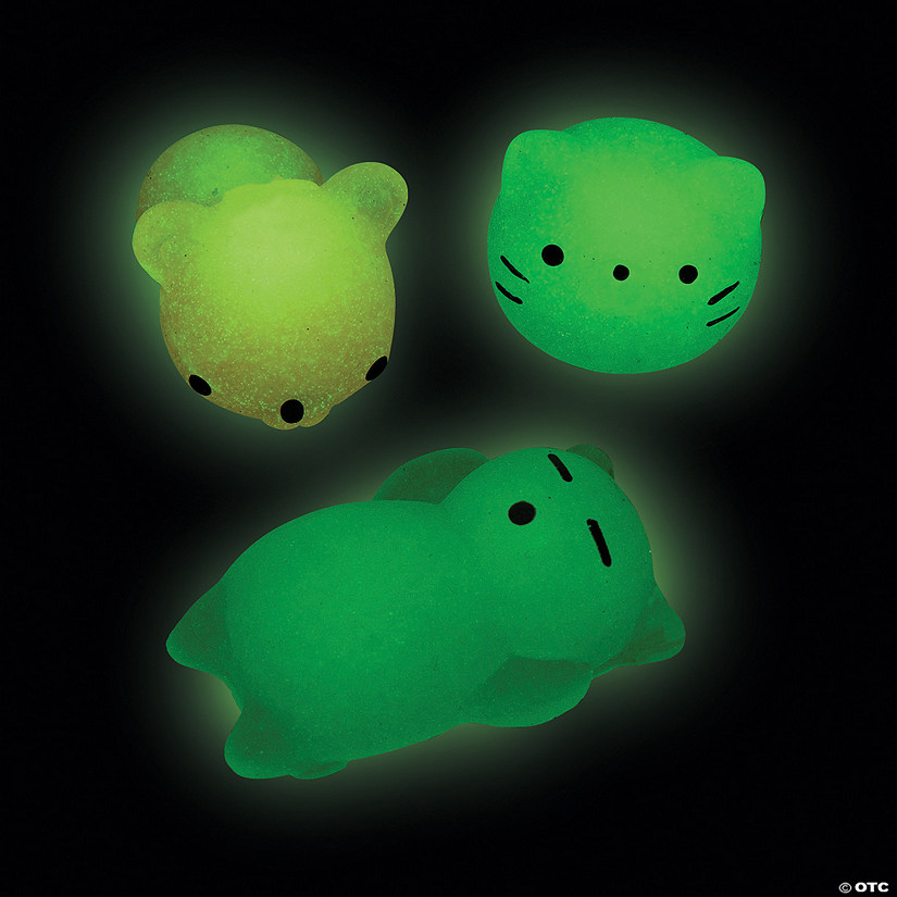 Mini Glow-in-the-Dark Mochi Squishies - 12 Pc.