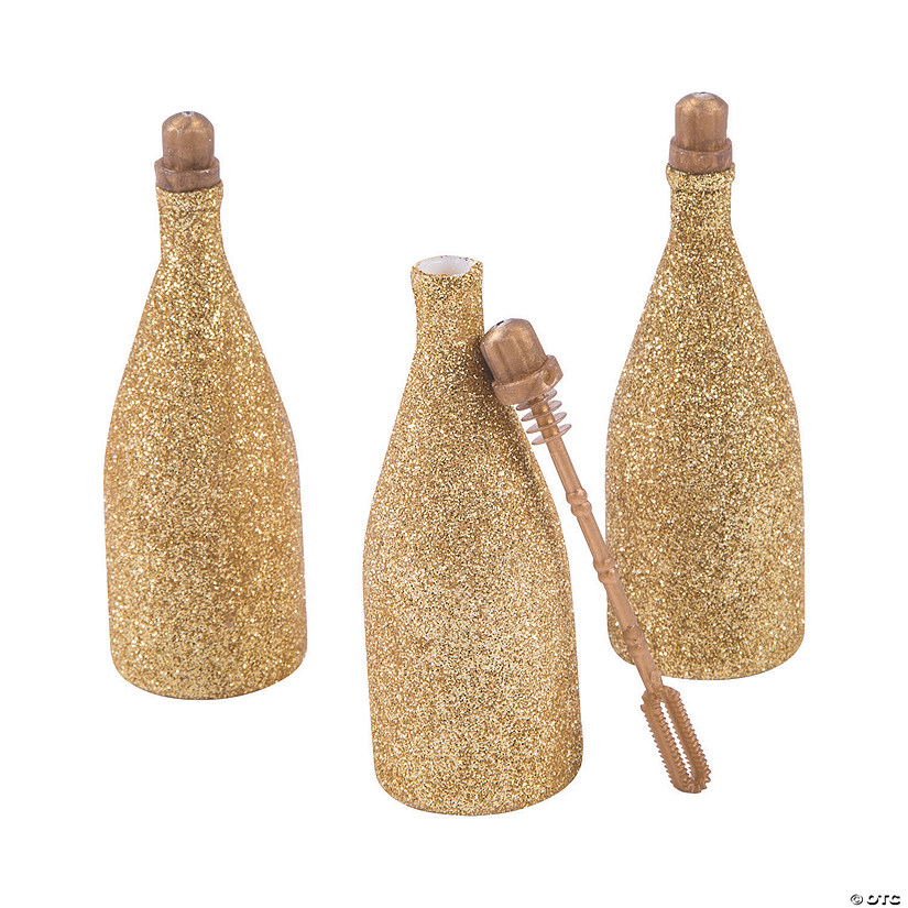Mini Gold Glitter Bubble Bottles - 12 Pc. Image