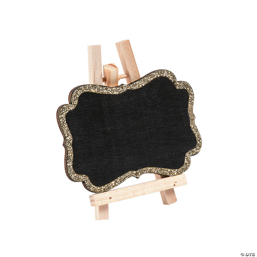 Mini Gold Glitter Trim Chalkboards with Easel - 12 Pc. Image
