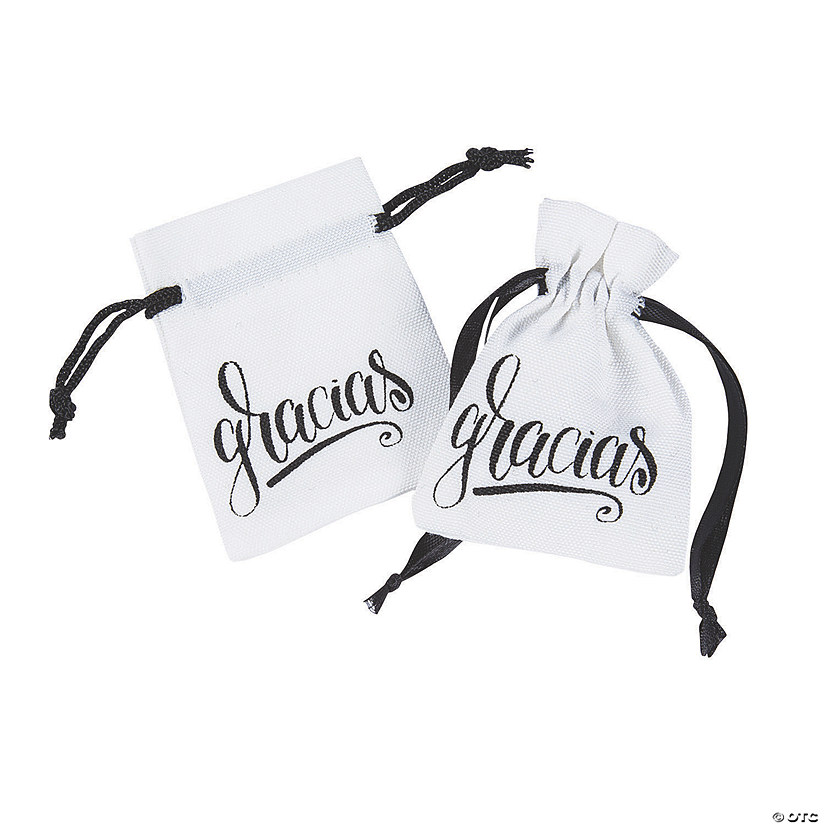 Mini Gracias Drawstring Favor Bags - 12 Pc. Image