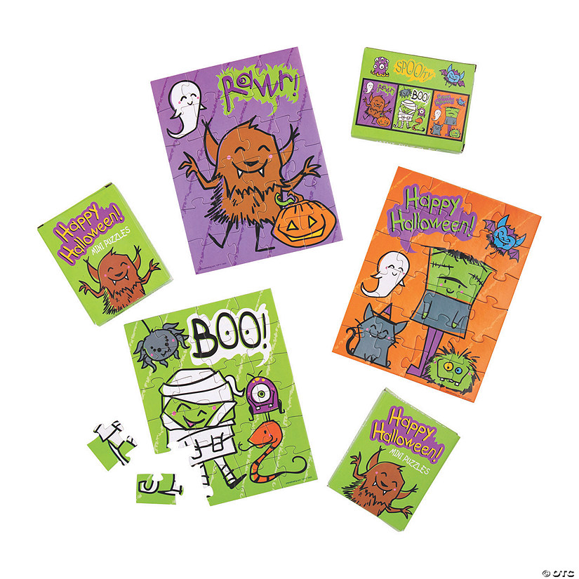 Mini Halloween Jigsaw Puzzles - 12 Boxes Image