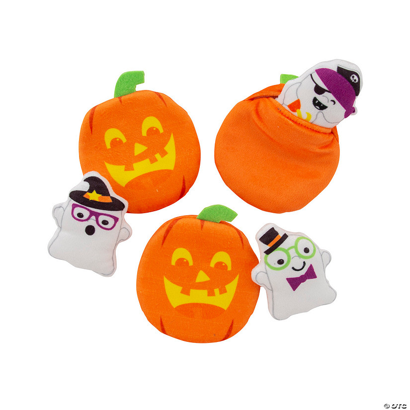 Mini Halloween Stuffed Pocket Pumpkins with Ghosts - 12 Pc. Image