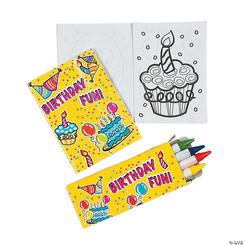 Mini Happy Birthday Coloring Sets - 12 Pc. Image