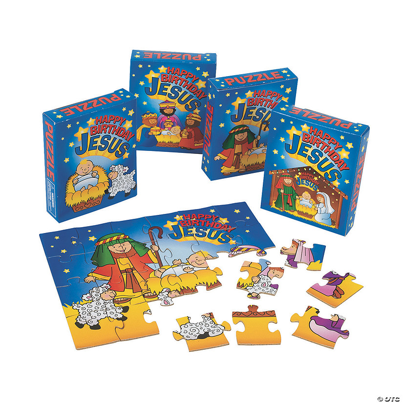 Mini Happy Birthday Jesus Puzzles - 12 Boxes Image