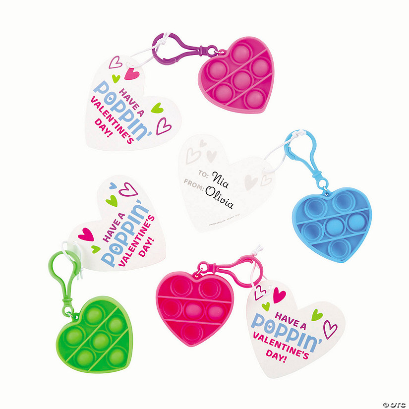 Mini Heart Lotsa Pops Keychain Valentine Exchanges with Card for 12 Image