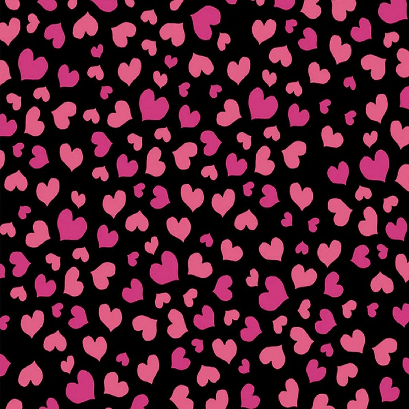 Mini Hearts Black with Pink Hearts Cotton Fabric by Loralie Designs Image