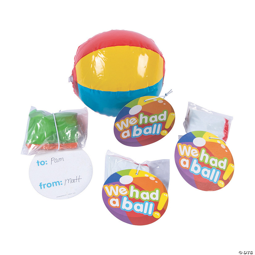Mini Inflatable 5" Classic Beach Balls with Card - 12 Pc. Image