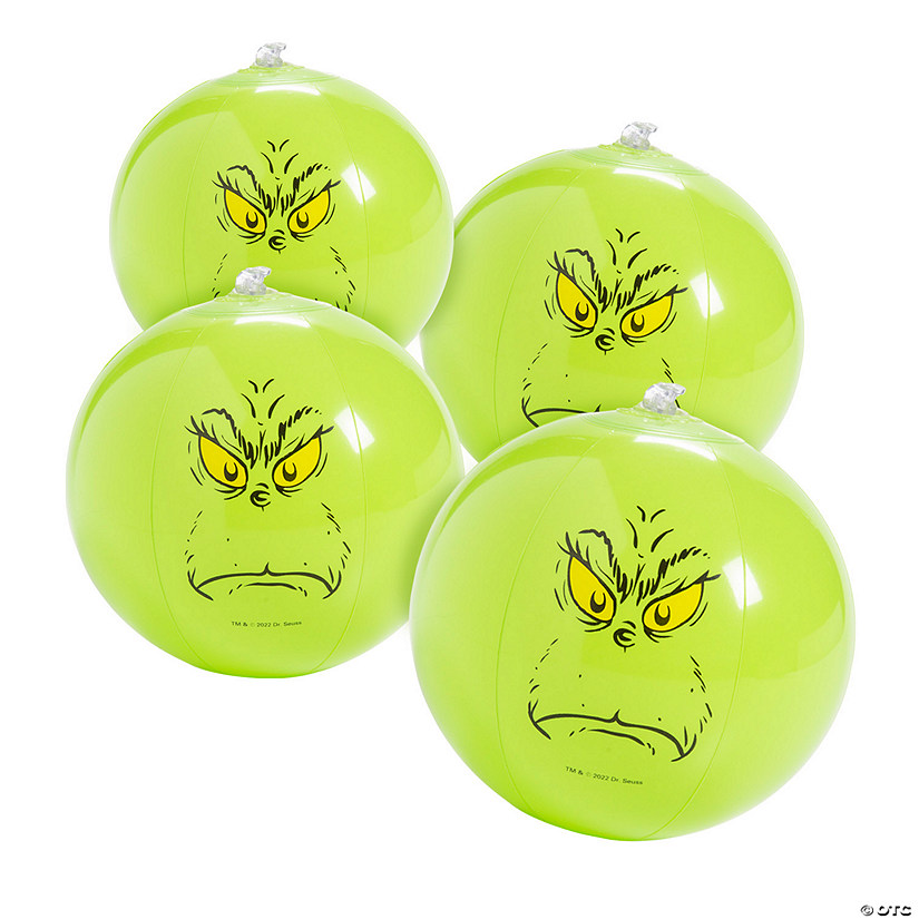 Mini Inflatable 5" Dr. Seuss&#8482; The Grinch Vinyl Beach Balls - 12 Pc. Image