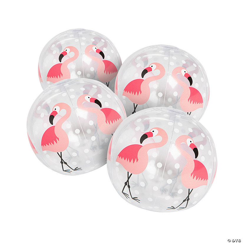 Mini Inflatable 5" Flamingo Beach Balls - 12 Pc. Image