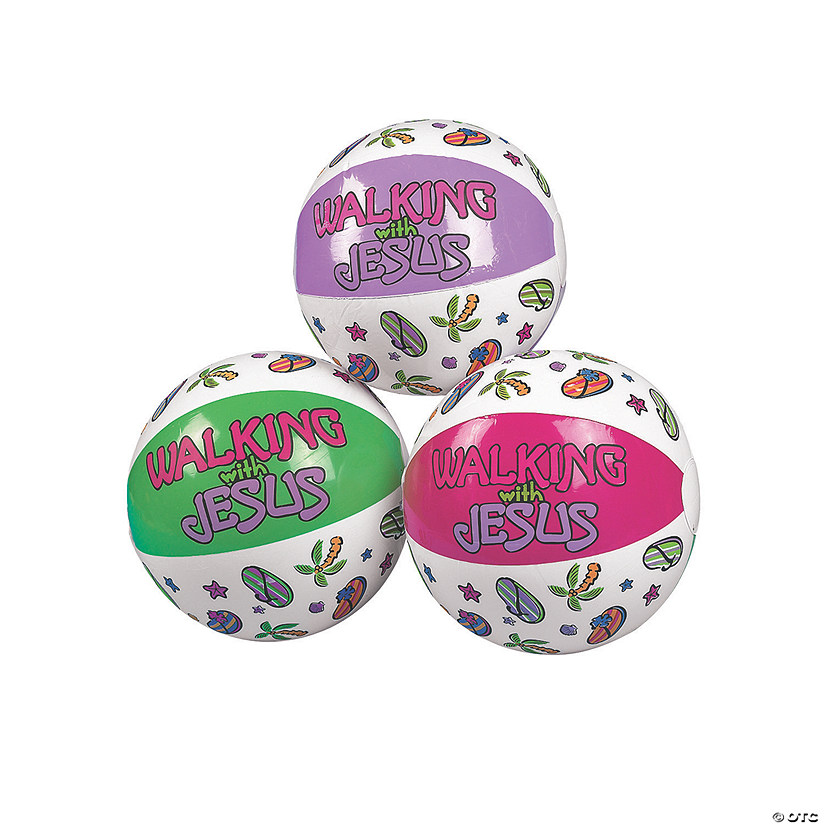 Mini Inflatable 5" Walking with Jesus Beach Balls - 12 Pc. Image