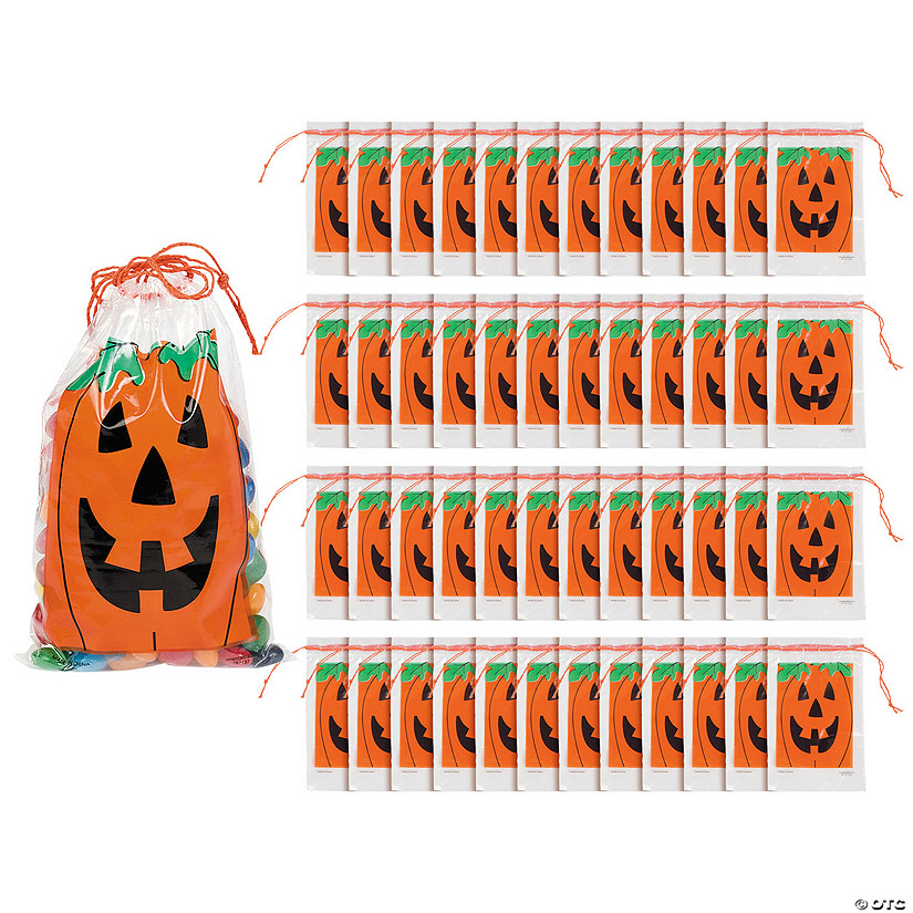 Mini Jack-O’-Lantern Drawstring Treat Bags | Oriental Trading