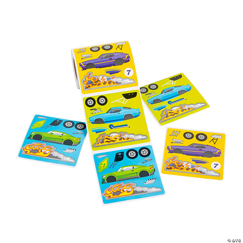Mini Make-a-Race-Car Sticker Roll - 100 Pc. Image