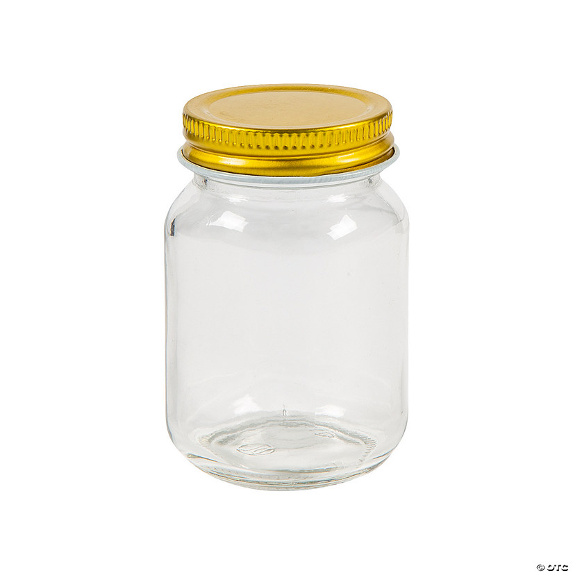 Mini Mason Favor Jars with Gold Lid &#8211; 12 Pc. Image