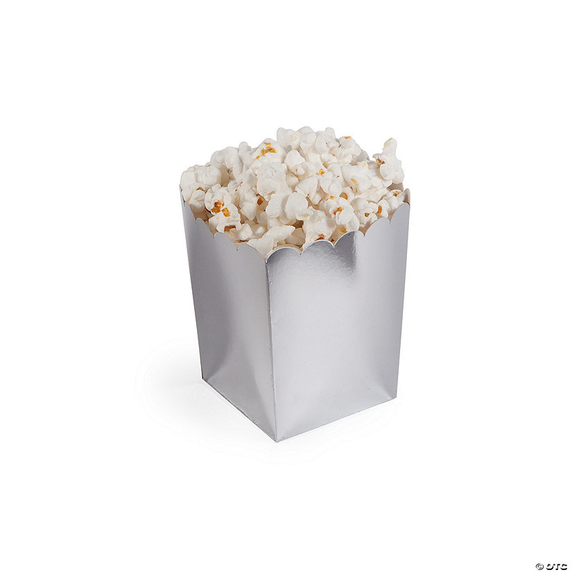 Mini Metallic Silver Popcorn Boxes - 24 Pc. Image