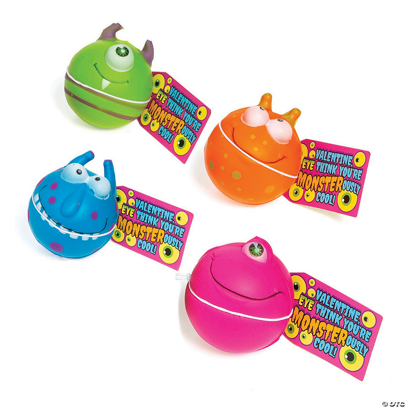 Mini Monster Stress Ball Valentine Exchanges with Card for 12 Image