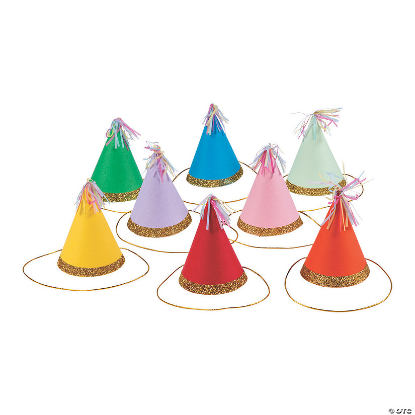 Mini Multicolor Cone Party Hats - 8 Pc. Image