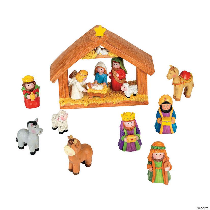 Mini Nativity Scene Resin Christmas Tabletop Decoration - 9 Pc. Image