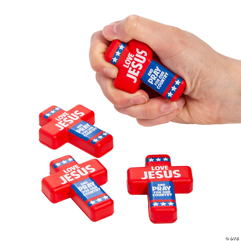 Mini Patriotic Cross Stress Toys - 12 Pc. Image