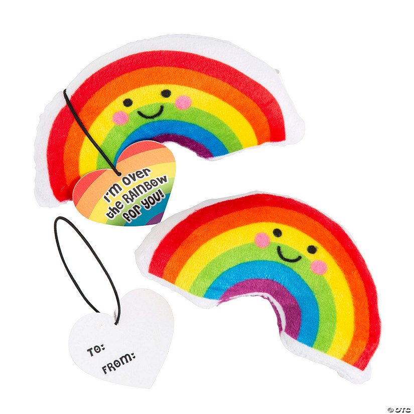 Mini Plush Rainbow Valentine Exchanges with Card for 12 Image