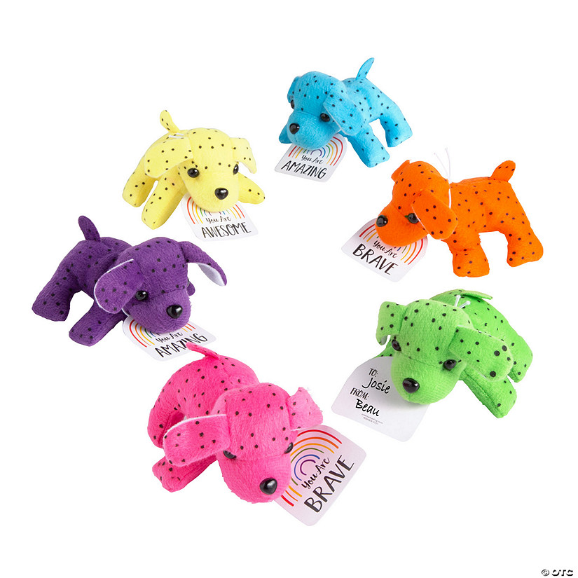 Mini Positive Stuffed Dogs with Card for 12 Image